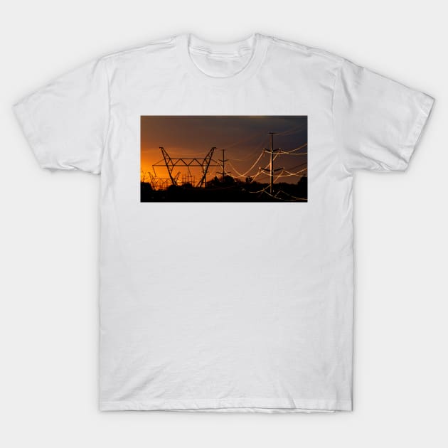 Sunlit hydro wires T-Shirt by LaurieMinor